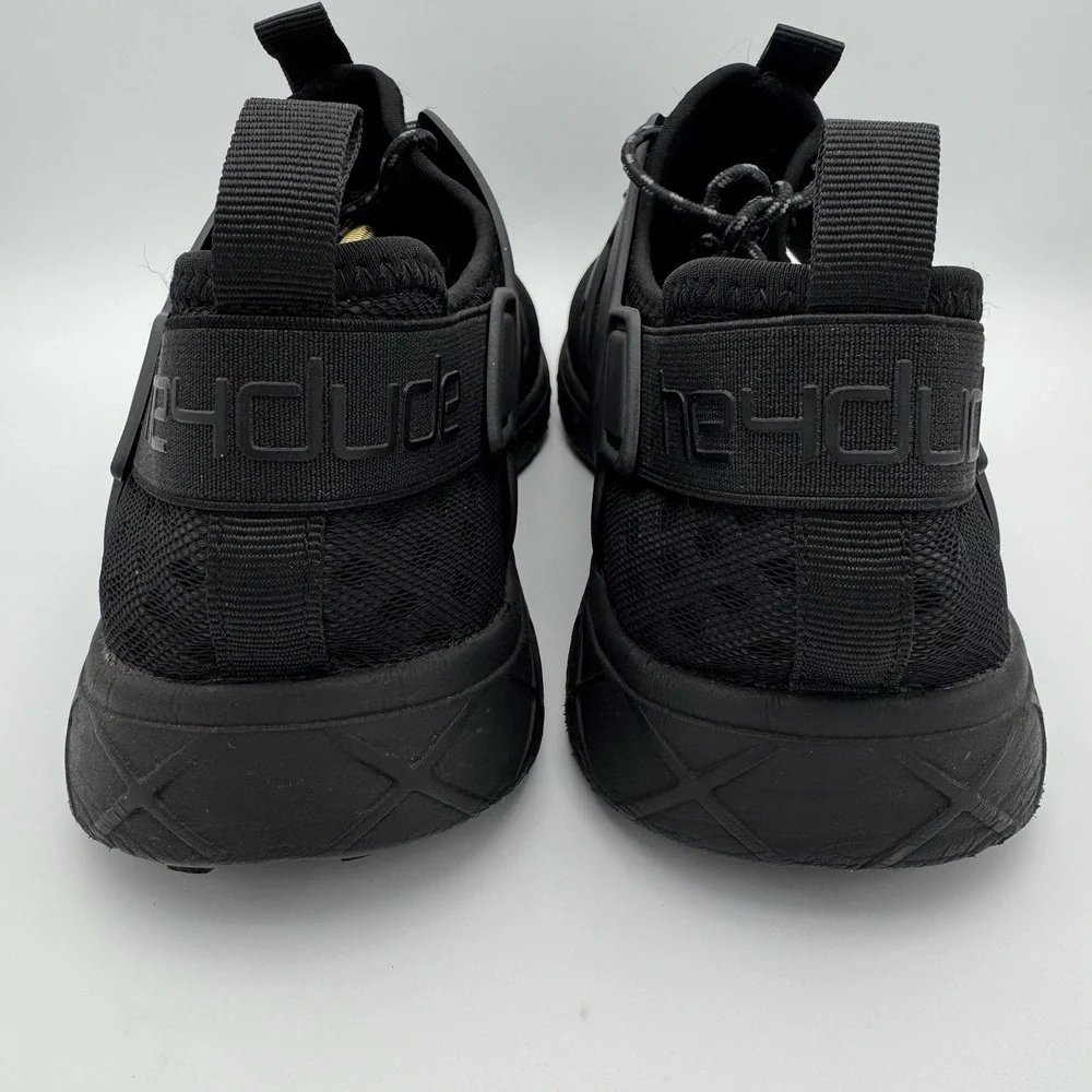 Hey Dude Men's 8 Women's 10 Mistral Sneakers Black Total Black‎ Perforated Mesh